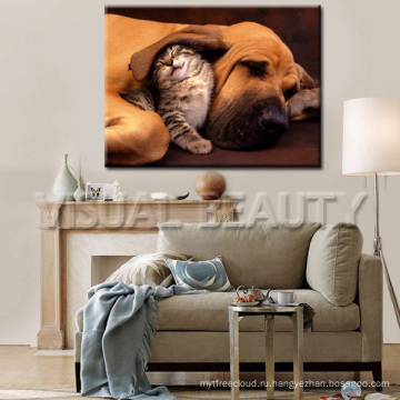 Собака и кошка Прекрасная деко-картинка для гостиной